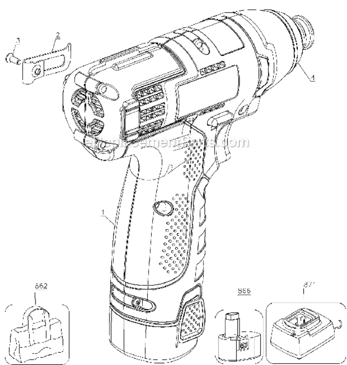 Page A Diagram and Parts List for PCL120IDC-2 Type 1 Porter Cable Impact Driver